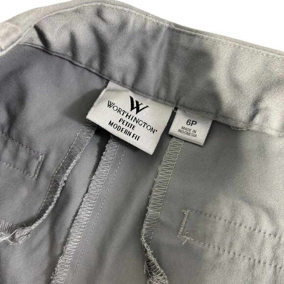 Worthington Petite Modern Fit Gray Shorts Womens Size 6P Stretch Cotton Blend - Picture 3 of 5